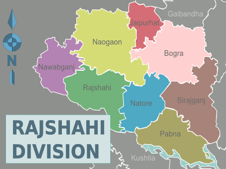 রাজশাহী জেলার মানচিত্র , রাজশাহী জেলার অবস্থান